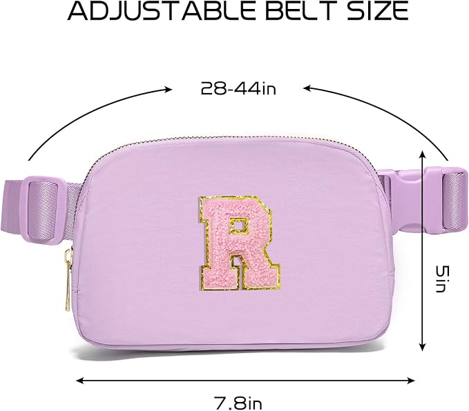 Gitus Initial Belt Bag Fanny Pack Crossbody Bag for Girls Birthday Gifts Age 8-10 Teen Girl Gifts Trend Stuff Personalized Letter Gifts for Daughter Sister (Lavender-R)