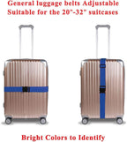 2 Pack Luggage Straps, Bright Colors Adjustable Suitcase Belts with Quick Release Buckle (DarkBlue)