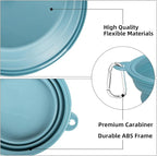 Kytely Collapsible Dog Bowls 2 Pack - 1500ml Portable Pet Food & Water Bowl for Travel, Hiking, Walking - Foldable Feeding Dish with Carabiner Clip for Dogs & Cats - X-Large (Blue & Grey)