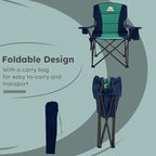 Colegence Heavy Duty Camping Chair for Adults, Oversized Heavy People Foldable Outside Camp Chairs Carry Bag Included, with Cooler Bag Cup Holder, Side Pocket for Lawn,Sport,Outdoor,Dark Blue