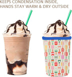 Reusable 3-Pack Iced Coffee Cup Sleeve, Insulated Neoprene, Beverage Holder for Iced Coffee, Durable Drink Sleeve for Cold Beverages, Pickleball Play