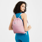 WANDF Drawstring Backpack Sports Gym Bag with Shoulder Pads Water Resistant String Bag Cinch Bag for Women Men (Pink)