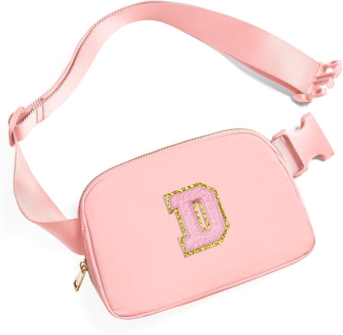 Gitus Customizable Belt Bag Fanny Pack for Girls Age 6-8 & 8-10 with Initial - Trendy Teen Girl Gifts (Light Pink-D)