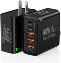 2Pack USB C Fast Charger Block, Total 60W 5-Port USB C Wall Charger 30W Type C Charging Block, 2USB C+3USB A PD 3.0 Multiport Charging Cube for iPhone 17 16 15 14 Pro Max, G-alaxy S26 S25 Ultra, i Pad