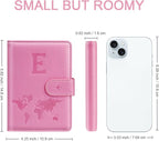 Passport Holder Cover Initail Letter A-Z Travel Wallet Embossed Design RFID Blocking Card Holder Personalized Gift Passport Cover Wallet, Passport Book Holders for Women and Girls, Pink-E