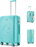 Somago Expandable Carry On luggage with Shock-Absorbing Braking Spinner Wheels Moon Star Design Hard Shell Suitcase with Cupholder TSA Lock (Robin Egg Blue,Expandable 20 Inch)