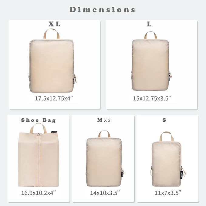 BAGAIL 6 Set Ultralight Compression Packing Cubes Packing Organizer for Travel Accessories Luggage Suitcase Backpack