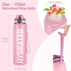 Sahara Sailor Water Bottle, 32/25/17oz Durable and Leakproof Water Bottles Motivational with Time Marker, Tritan, BPA Free, Wide Mouth with Easy Clean Brush for Gym, Travel, School, Office (1 Bottle)
