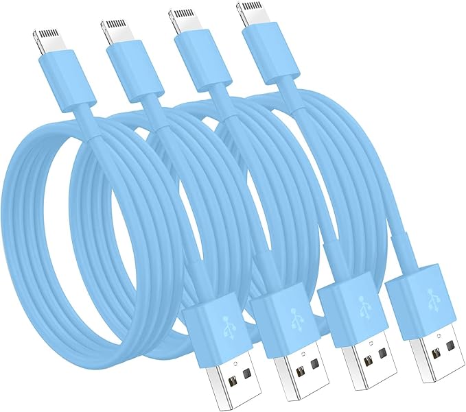 4 Pack [Apple MFi Certified] Apple Charging Cables 6ft, iPhone Chargers Lightning Cable 6 Foot, Fast iPhone Charging Cord for iPhone 14/14Pro/13/13Pro/12/11/11Pro/11Max/ X/XS/XR/XS Max/8, ipad(Blue)