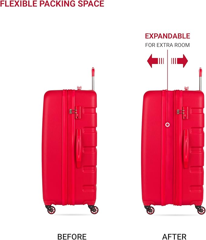 SwissGear 7366 Signature Hardside Expandable Luggage with Spinner Wheels, TSA Lock, Red, Checked-Large 27-Inch