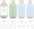 6.8 oz Plastic Travel Shampoo Bottles, Refillable Flip Cap Squeeze Bottles for Toiletries, Large Leakage-proof Travel Shampoo and Conditioner Container (Blue and Green)