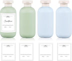 6.8 oz Plastic Travel Shampoo Bottles, Refillable Flip Cap Squeeze Bottles for Toiletries, Large Leakage-proof Travel Shampoo and Conditioner Container (Blue and Green)