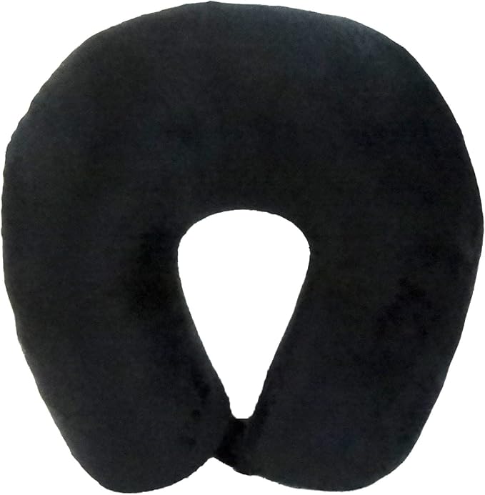 Wolf Essentials Adult Cozy Soft Microfiber Neck Pillow, Compact, Perfect for Plane or Car Travel, Black (Pack of 2)