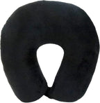 Wolf Essentials Adult Cozy Soft Microfiber Neck Pillow, Compact, Perfect for Plane or Car Travel, Black (Pack of 2)