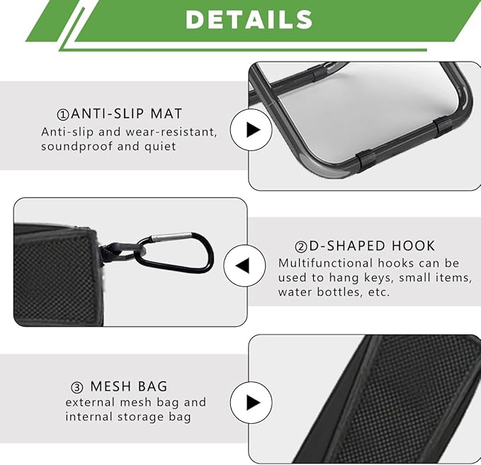 Portable Ultralight Travel Stool Camping Chair Fishing Stool - Gray Carbon Steel and Keychain, Handbag Style Pocket Foldable