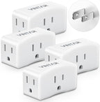 2 Prong to 3 Prong Outlet Adapter, VINTAR 2 Prong Power Strip with 3 AC Outlets (1875W/15A), Polarized Plug, Wall Plug Extender for Non-Grounded Outlet in Old House, Cruise Essentials, 4 Pack