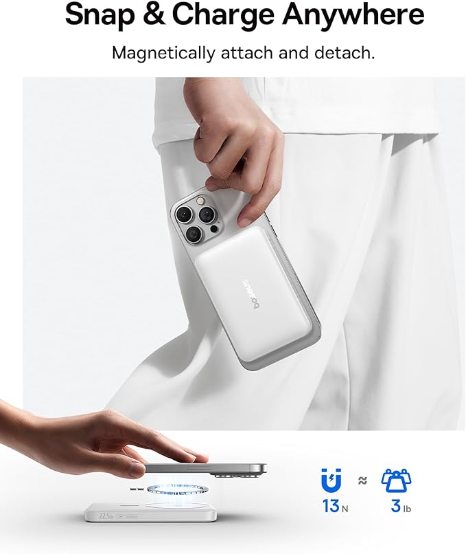 Baseus 45W Ultra Slim 10000mAh Power Bank Built-in Dual USB-C Cables Bundle with Qi2 Certified 15W Wireless Magnetic Power Bank 10000mAh with USB-C Cable 22.5W PD Charging