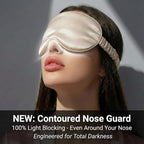MATASSE 100% Mulberry Silk Sleep Mask 22 Momme Grade 6A - 3D Contoured Eye Mask for Sleeping, 14mm Deep Eye Cups, Total Blackout Blindfold for Women Men, Adjustable Strap, Side Sleeper (Champagne)