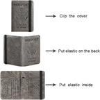 Passport Holder Cover Wallet Travel Essentials RFID Blocking Leather Card Case International Must Haves Travel Accessories for Women Men(113#Grey)