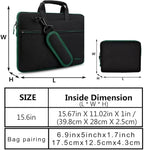 Hseok Laptop Shoulder Bag 15-15.6 inch Shockproof Water-Resistant HandBag with Small Case Compatible with MacBook Pro Neo 16" M5 M4 M3 M2 M1, Mac Pro Air 15", XPS 15/16, Most 15" 15.6" 16",BK-green