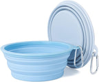 SLSON Collapsible Dog Bowl, 2Pack Macaron Color Pet Travel Bowls Silicone Foldable Water Feeder Dish for Small to Large Dogs Cat Walking Hiking Camping (Macaron Blue and Light Grey, Medium)