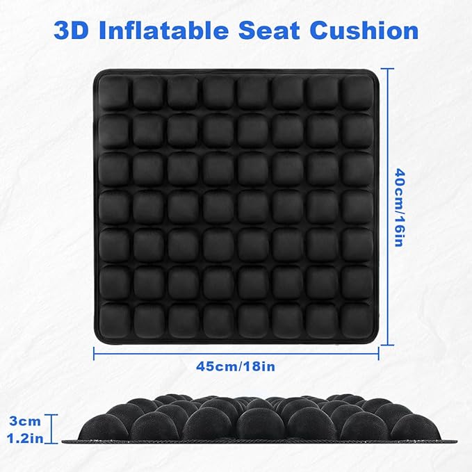 Sonduur 18" x 16" Travel Cushion for Airplane Seat, Adjustable Portable Inflatable Seat Cushion for Air Travel, High Profile Travel Seat Cushions for Airplanes, Lycra Material
