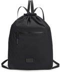 Lee Drawstring Backpack Bag Lightweight Small Gym Swim Beach Bag Water Resistant Sports Sackpack for Men Women, LEE48-002BK
