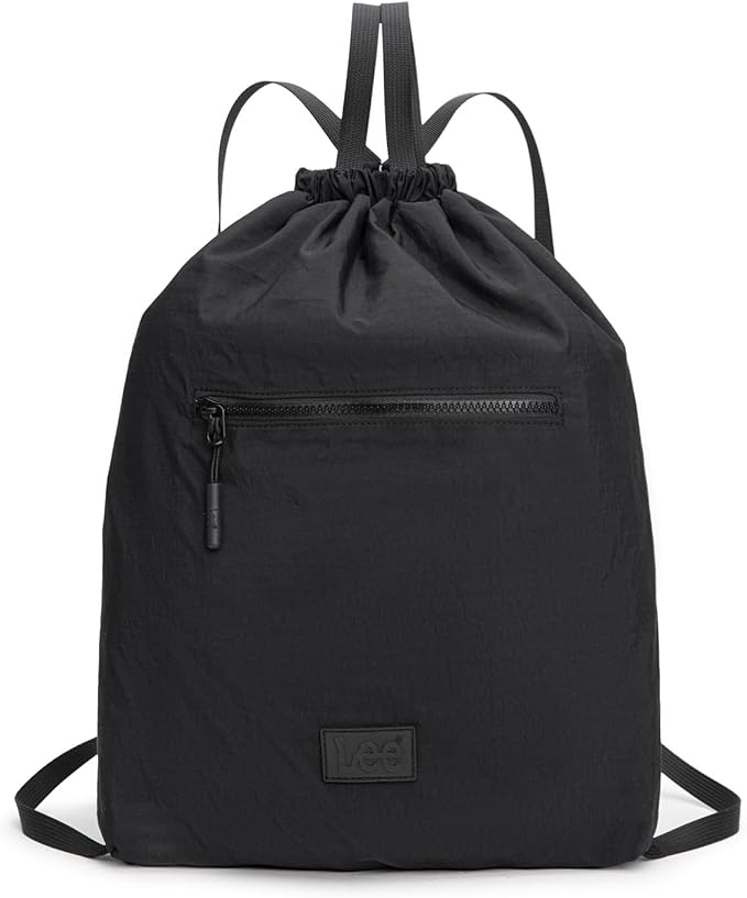 Lee Drawstring Backpack Bag Lightweight Small Gym Swim Beach Bag Water Resistant Sports Sackpack for Men Women, LEE48-002BK