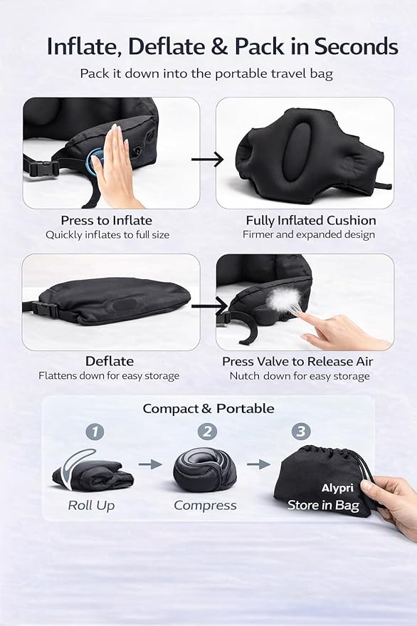 2-in-1 Inflatable Foot Hammock & Lumbar Support – Premium TPU Material, Adjustable Support for Airplane, Office & Home – Lightweight, Portable & Travel-Ready (Gray)