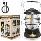 Retro Camping Lantern Rechargeable 1500LM 2 Modes Dimmable,Portable Electric Hurricane Lamp Hands-Free Flashlight,5000 mA High Capacity Battery LED Lanterns for Power Outages Indoor