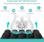 Inflatable Travel Seat Cushion for Airplane - Portable Air Pad with Built-in Pump for Long Haul Flight Essentials - Ergonomic Tailbone & Sciatica Pain Relief, Non-Slip, 15.7x15.7, Black