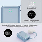 Hichain Portable Charger 35W 20000mAh Power Bank Fast Charging Portable Fast Charger Power Bank for iPhone 17/16/15/14/13, iPad, Android, LED Display Battery Pack Built Dual Cables & 4 Outputs Blue