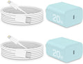 CXX Charger for iPhone 20W Fast Charging [MFi Certified, 2-Pack] USB-C PD Block & 6FT Cable Compatible with iPhone 14/13/12/11/Pro/Plus/Max/Mini/SE, iPad & More [Blue]