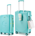 Somago Expandable 2-Piece Luggage Sets 20"/24" Suitcases with Shock-Absorbing Braking Spinner Wheels Moon Star Design Hard Shell Suitcase with Cupholder TSA Lock (Robin Egg Blue,Expandable 20/24 Inch)