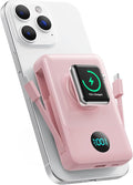6 in 1 Magnetic Portable Charger for iPhone with Built-in Cables, 10800mAh 25W PD Fast Charging Power Bank, 6 Outputs Travel Essential Battery Pack for iPhone 17/16/15/14/13/12,Apple Watch (Peach)