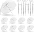 Clear Bubble Umbrellas for Wedding 8 Pack, 48 Inch Windproof Transparent POE Dome Umbrella with Auto Open J-Handle, Large Clear Umbrellas for Wedding Rain Golf Outdoor Photography Bridal Events