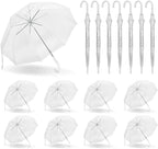 Clear Bubble Umbrellas for Wedding 8 Pack, 48 Inch Windproof Transparent POE Dome Umbrella with Auto Open J-Handle, Large Clear Umbrellas for Wedding Rain Golf Outdoor Photography Bridal Events