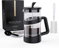 RAINBEAN Large French Press Glass Travel Camping Coffee Makers Pot, 34 oz Portable Cold Heat Press Coffee Tea Brewer