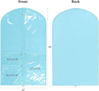 Univivi 40 Inch Girls Garment Bags for Dance Costumes, Dance Competition Garment Bag with 3 Medium Clear Zipper Pockets for Dance Essentials and Accessories, Dance Shoes (Blue) - 4 Pack, UN0752