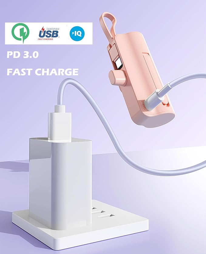 Mini power bank 5500mAh Portable Power Bank,Dual USB-C ports Cell Phone Power Charger, LCD LED Display Battery Compatible with iPhone17/16/15 plus/15 pro/15 pro Max/Android phone/Samsung/Moto/LG etc