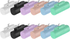 Miady 12-Pack 5000mAh Mini Portable Charger with Built-in Type C Connector, 5V 2.4A USB-C Output Fast Charging Small Power Bank (Black+White+Lake Green+Clove Purple+Cream Blue+Champagne Pink)