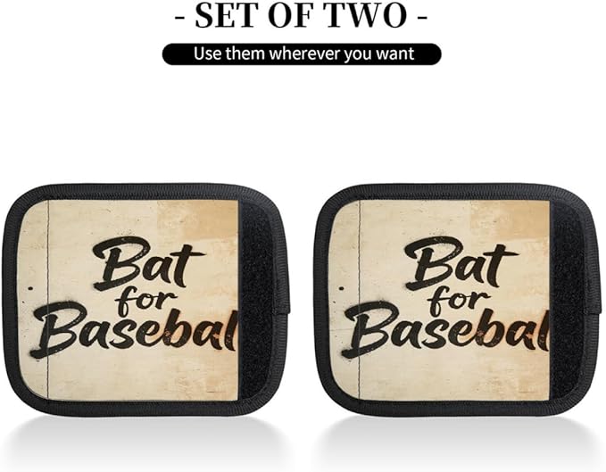 2 Pack Luggage Handle Wrap with Travel Tags - Non-Slip Protective Cover Soft Handle Grips Covers for Suitcase(Vintage Bat for Baseball)