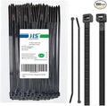 HS 10 Inch Zip Ties Black 50 Pounds Tensile Strength Strong Wide Straps (100 Pack) Nylon PA66 UV Resistant,Self-Locking Medium Electrical Plastic Cable Wire Zipties for Outdoor Use,Multi Purpose
