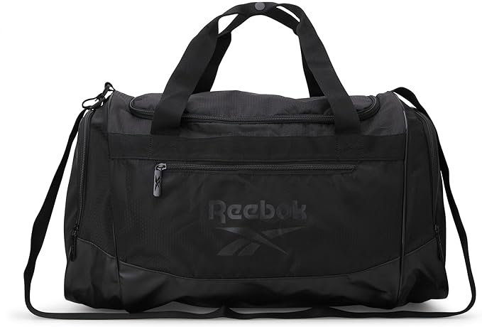 Reebok Duffle Bag - Lightweight Unisex Carry On Gym Bag - Travel and Sports Duffel Bags for Men and Women, Cade - Black/Black