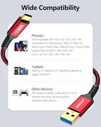 SUNGUY 10Gbps USB C 3.1 Gen 2 Cable, 4FT USB A to USB C 3A Fast Charging Android Auto USB C CarPlay Cable, Compatible with iPhone 17/16/15 Pro Max, Galaxy S22 S21 Note 20, Pixel 6 5 (Red)
