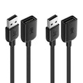 Cable Matters 2-Pack Short USB Extension Cable - 3ft, Male to Female USB Extender Cable, USB2.0 Extension Cord, 480Mbps, Black