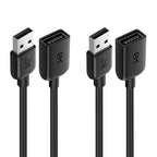 Cable Matters 2-Pack Short USB Extension Cable - 3ft, Male to Female USB Extender Cable, USB2.0 Extension Cord, 480Mbps, Black