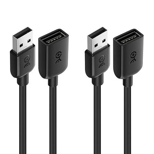 Cable Matters 2-Pack Short USB Extension Cable - 3ft, Male to Female USB Extender Cable, USB2.0 Extension Cord, 480Mbps, Black