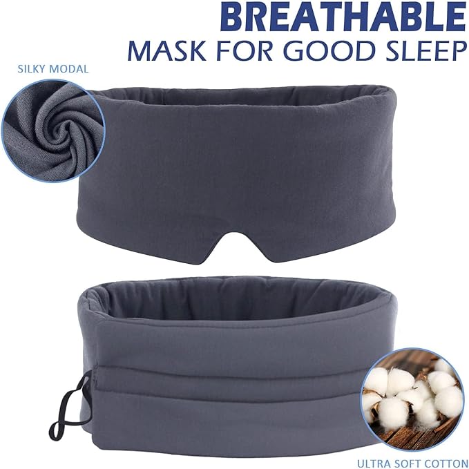 Mavogel Full Coverage Sleep Mask for Sleeping, Light Blocking Eye Mask with Adjustable Closure, Ultra Soft Breathable Modal Eye Cover for Women Men, Pressure-Free for Travel, Nap & Shift Work