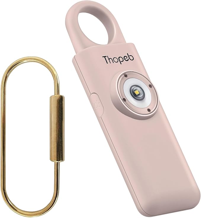 Thopeb– Personal Safety Alarm for Women–135dB Siren, Strobe Light and Rechargeable - Safety Alarm Keychain for Women (Metallic Rose)